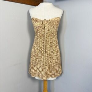 LOFT‎ Boho Crochet Knit Tube Top Neutral Tan Chevron Pattern
